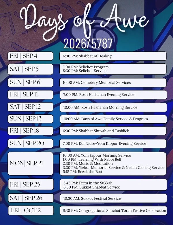 Days of Awe Schedule